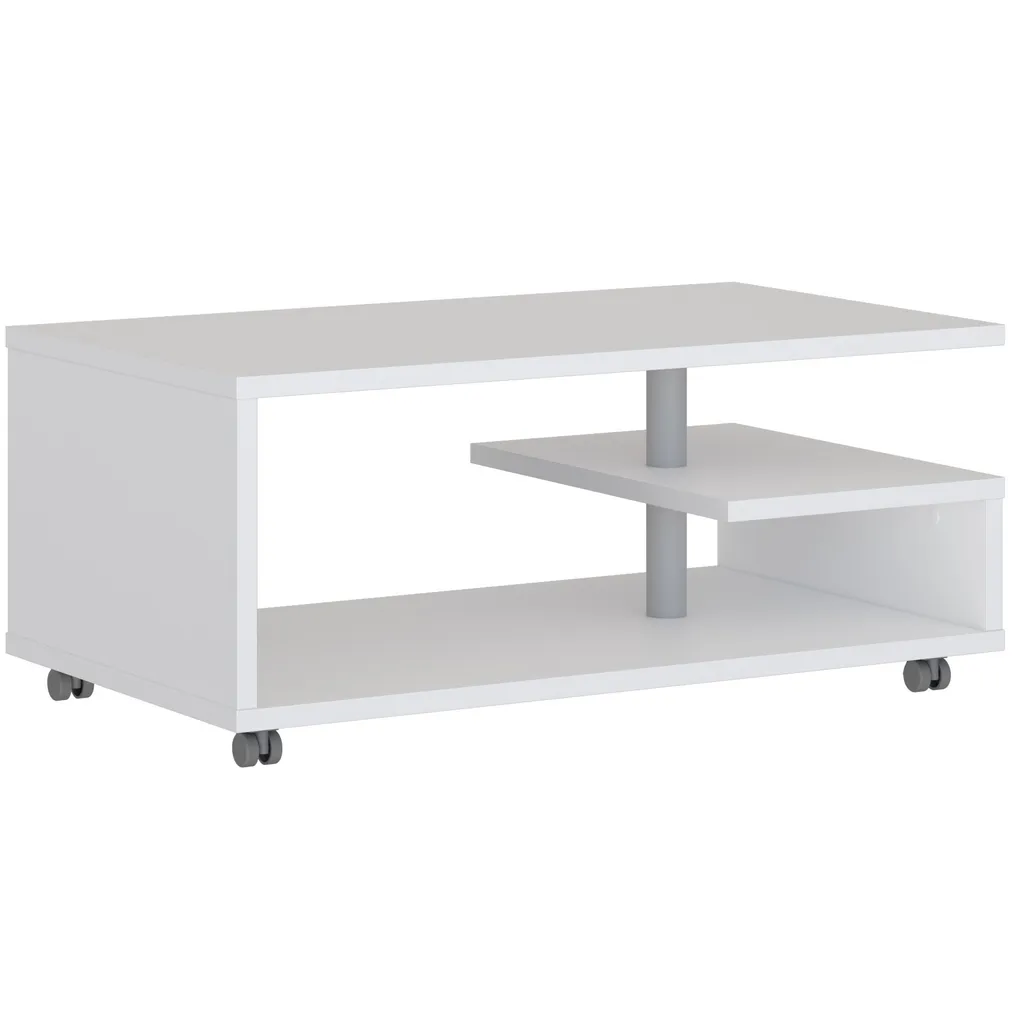 Table basse BIANCA Casa Dolce blanche 105x60x45,5 cm avec roulettes