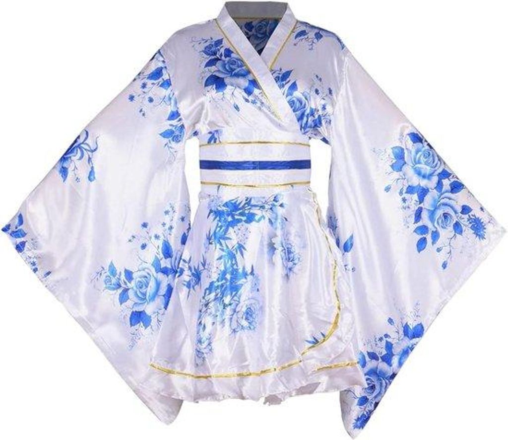 Sexy Kimono-Jurk mit Japanischem Yukata-Print - Blumen - Obi-Riemen - Halloween-Kostüm