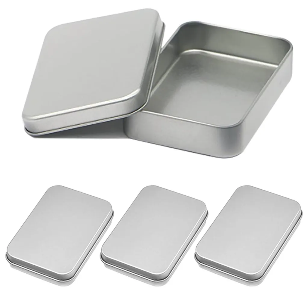 Lot de petites boîtes de rangement en métal, couvercle hermétique, Noir