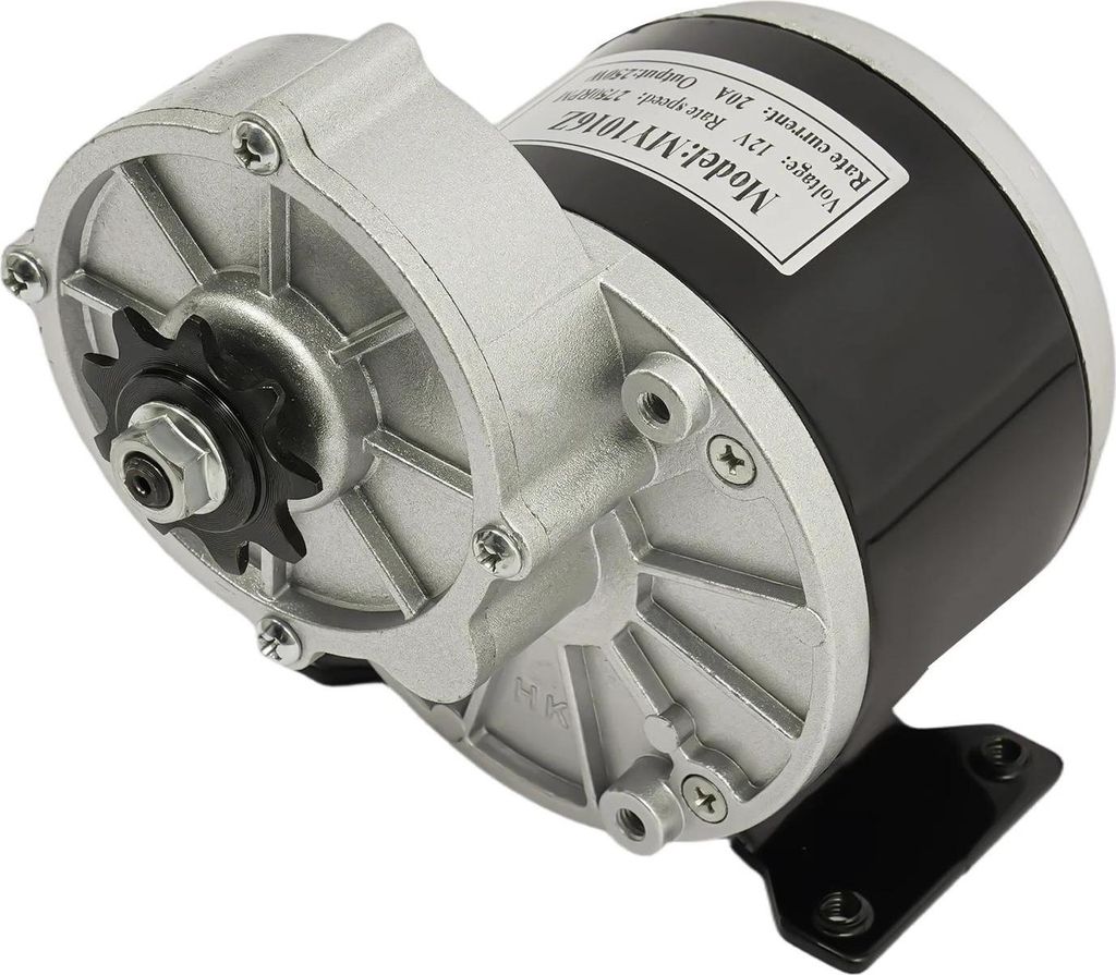 Getriebe-Elektromotor - Bürsten-DC-Motor 12V 250W für E-Bike/E-Scooter - Drehzahl 2750 U/min - Übersetzung ca. 9:1 - Strom 20A - Last ca. 100 kg