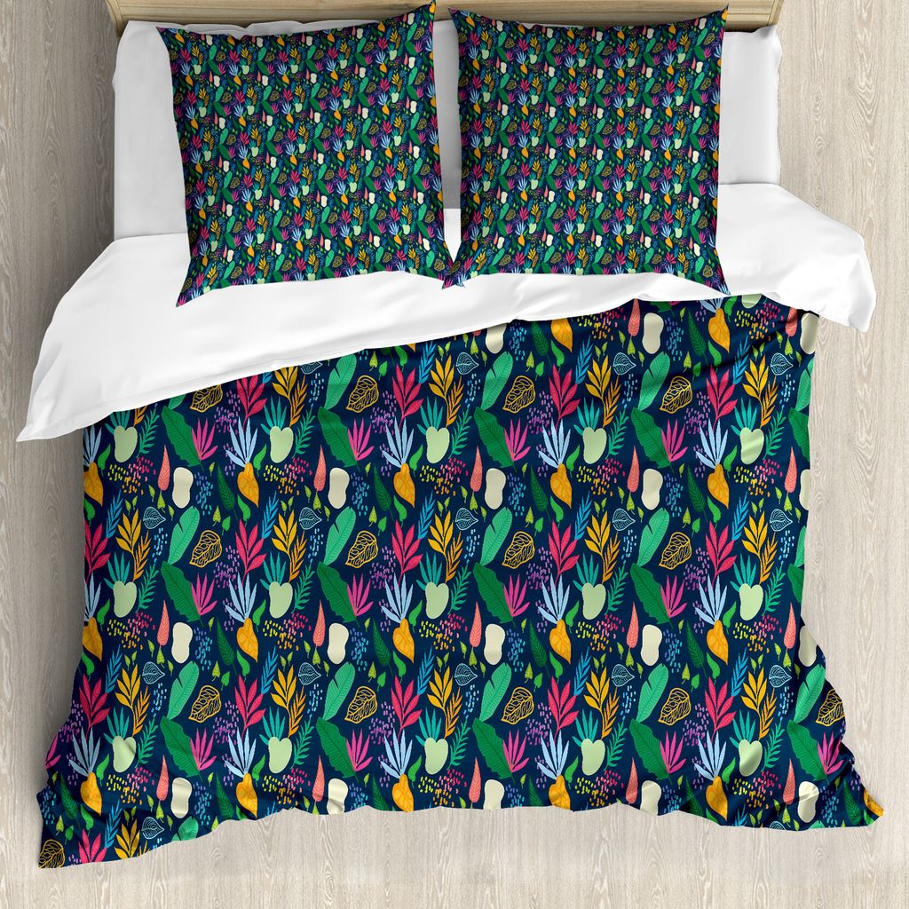 ABAKUHAUS Botanisch Bettbezug Set für Einzelbetten, Kreative Abstrakt Natur, Milbensicher Allergiker geeignet mit Kissenbezug, 155 cm x 220 cm - 8...