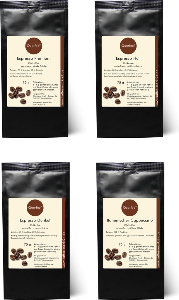 4 x Kaffee als Kaffee Set - Espresso und Cappuccino  - 4 x Produktbild 