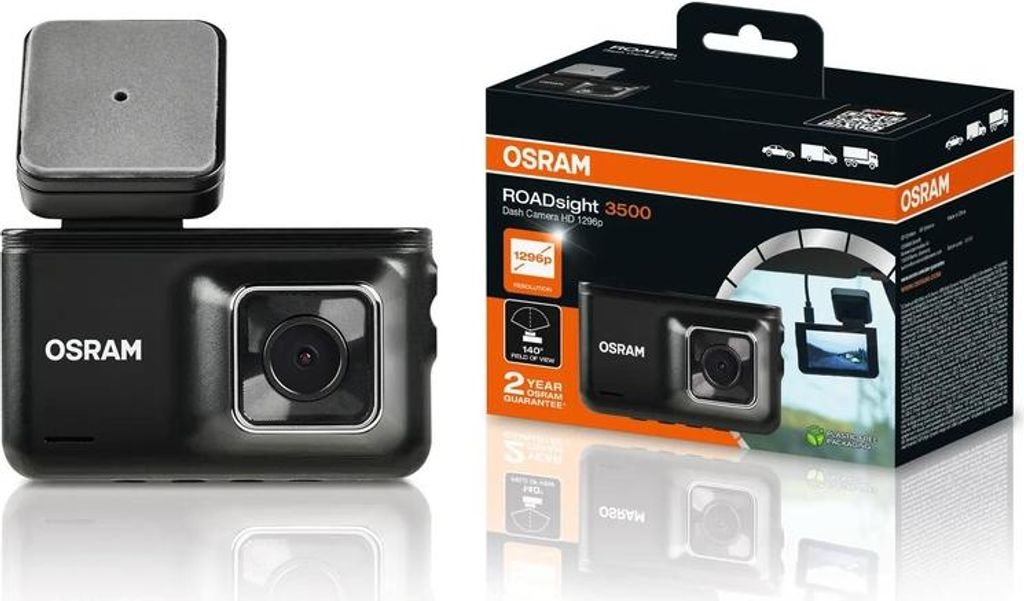 Dash Cam geklebt 1280x1024 vorne OSRAM ROADsight 3500 für PKW und NFZ