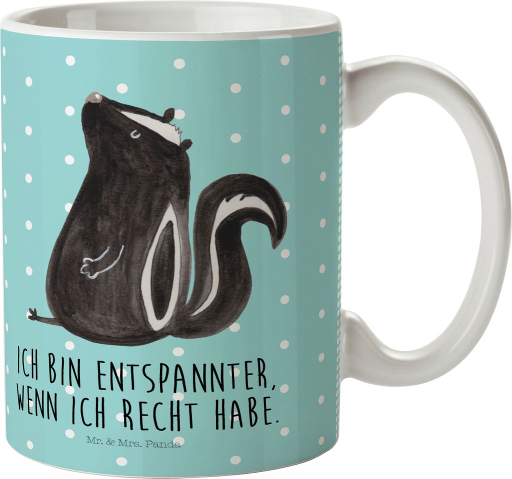 Mr. & Mrs. Panda Camping Tasse Stinktier Sitzen - Türkis Pastell - Geschenk, Raubtier, Büro, Pott, Kinderbecher, Spruch, Wildtier, Reisebecher, B...