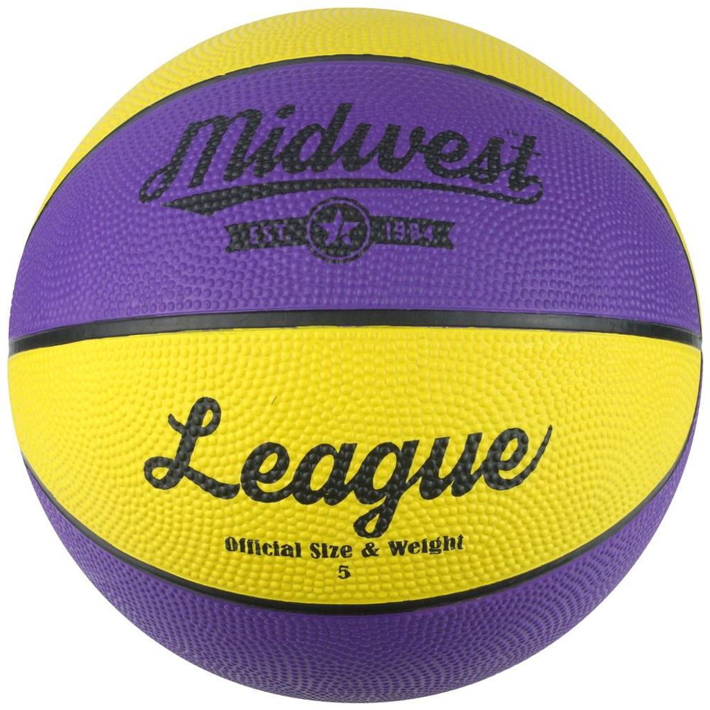 Midwest Basketball žlutá fialová velikost 5 gumový míč pro Obrázek produktu 
