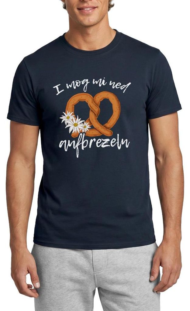 Spreadshirt I Mog Mi Ned Aufbrezeln Wiesn Spruch Männer T-Shirt, L, Navy