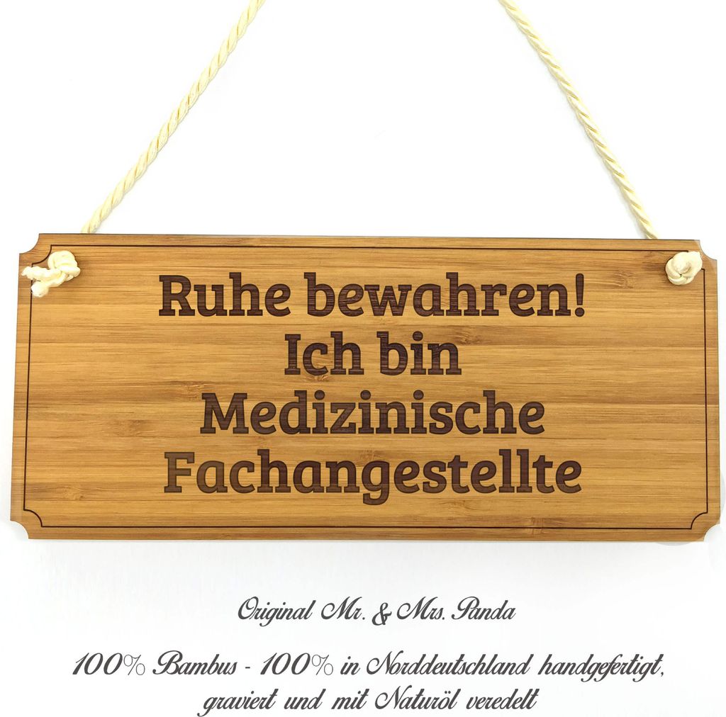 Mr. & Mrs. Panda Holzschild Medizinische Fachangestellte - Geschenk, Hinweisschild, Türschild, Landhaus, Graviert, Geschenkidee, Wegweiser, Schild...