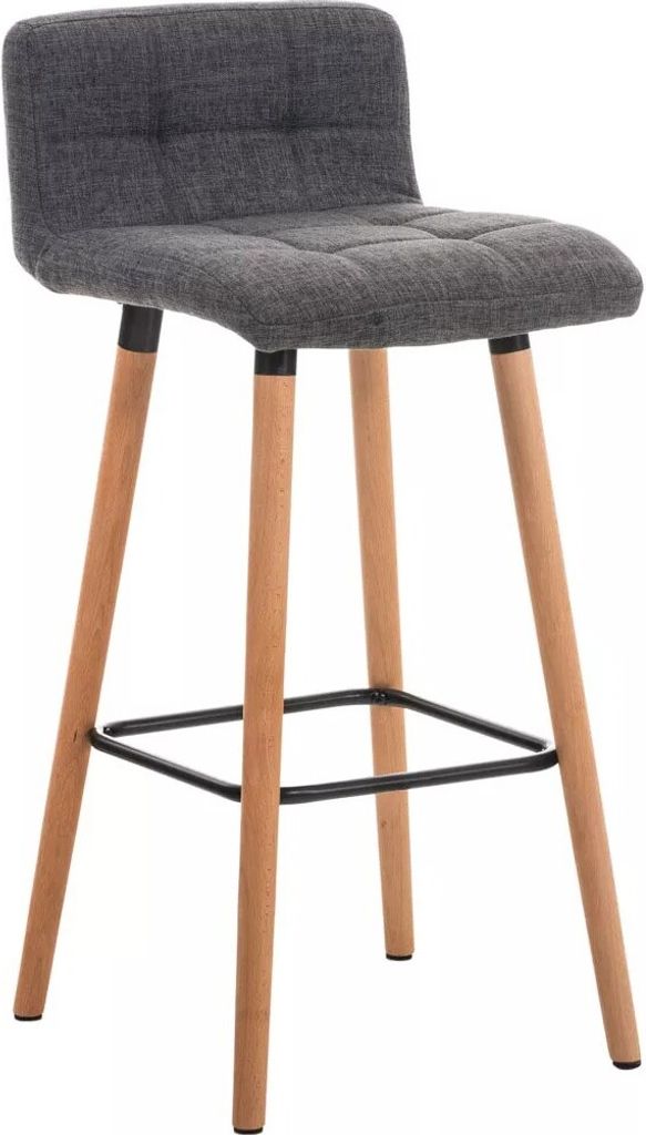 In And OutdoorMatch Luxus Barhocker Levi - Ergonomisch - Mit Rückenlehne - 1er Set - Barstühle für Küche oder Kantine - Polyester - Dunkelgrau ...