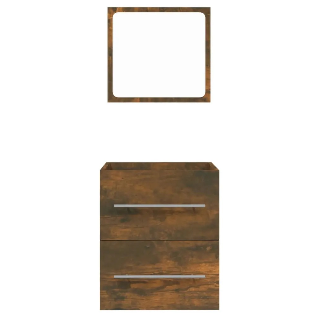Petit meuble de salle de bain miroir chêne fumé gain de place 41 cm - 4