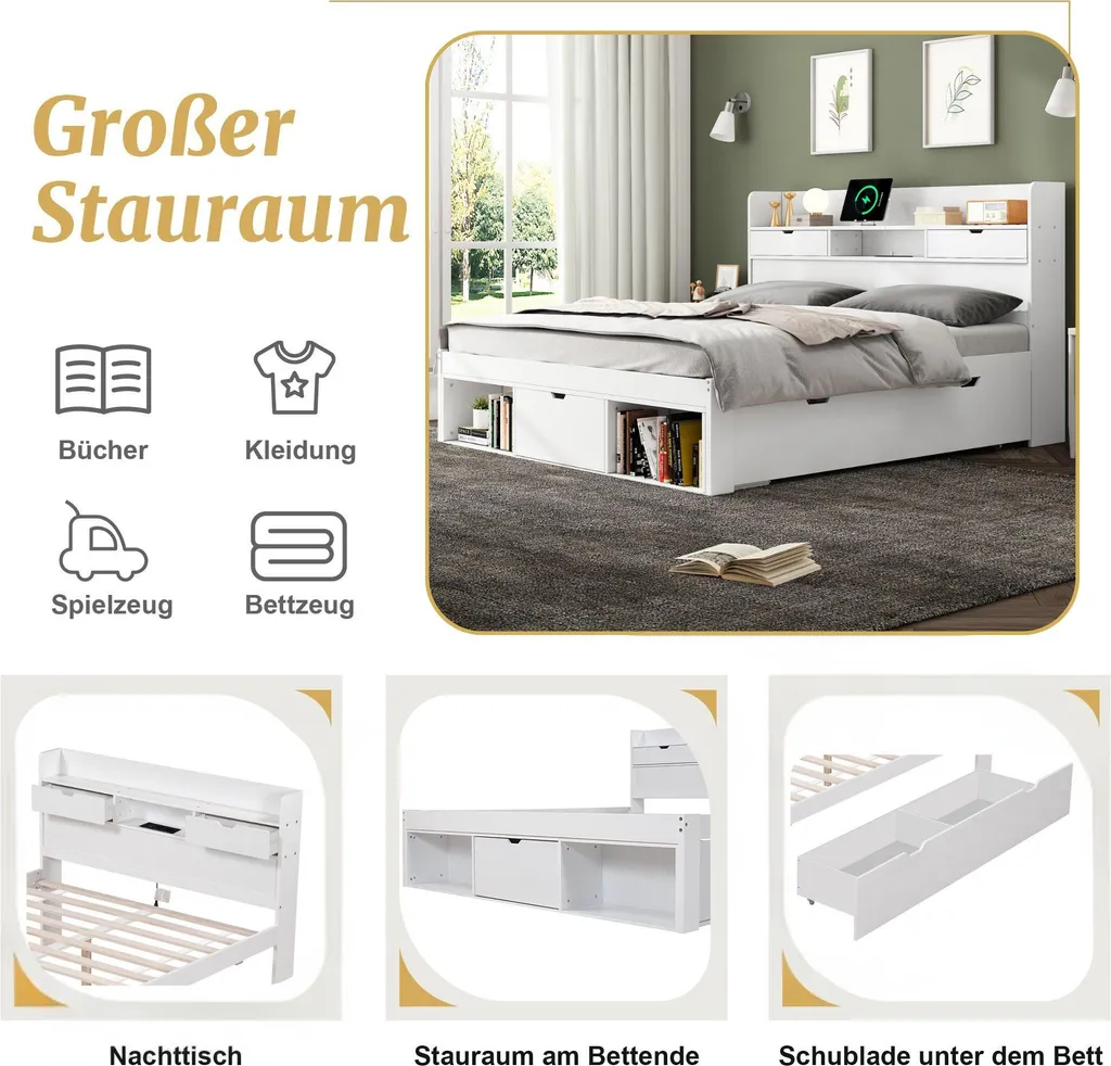 Lit 140x190cm avec Rangement Intégré : la solution pour chambre rangée - 4