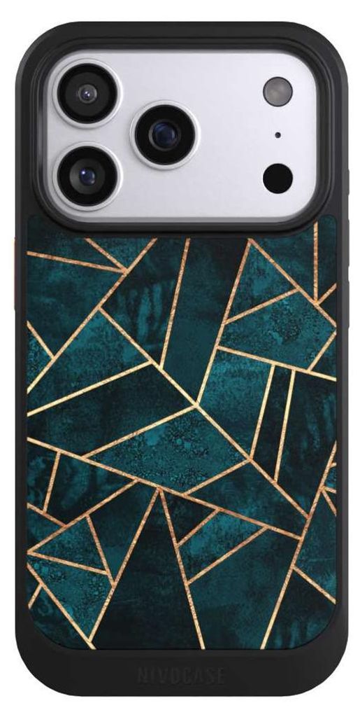 NIVOCASE Hülle für Apple iPhone 17 Pro Handyhülle NIVOcore Case Schwarz Elisabeth Fredriksson Gold & Kupfer Stein