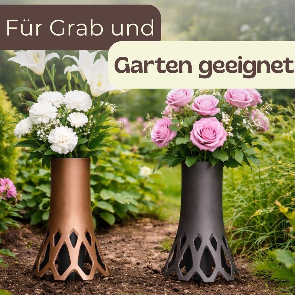 Grabvase Erdspieß Grab Vase Friedhof Wetterfest Grabschmuck