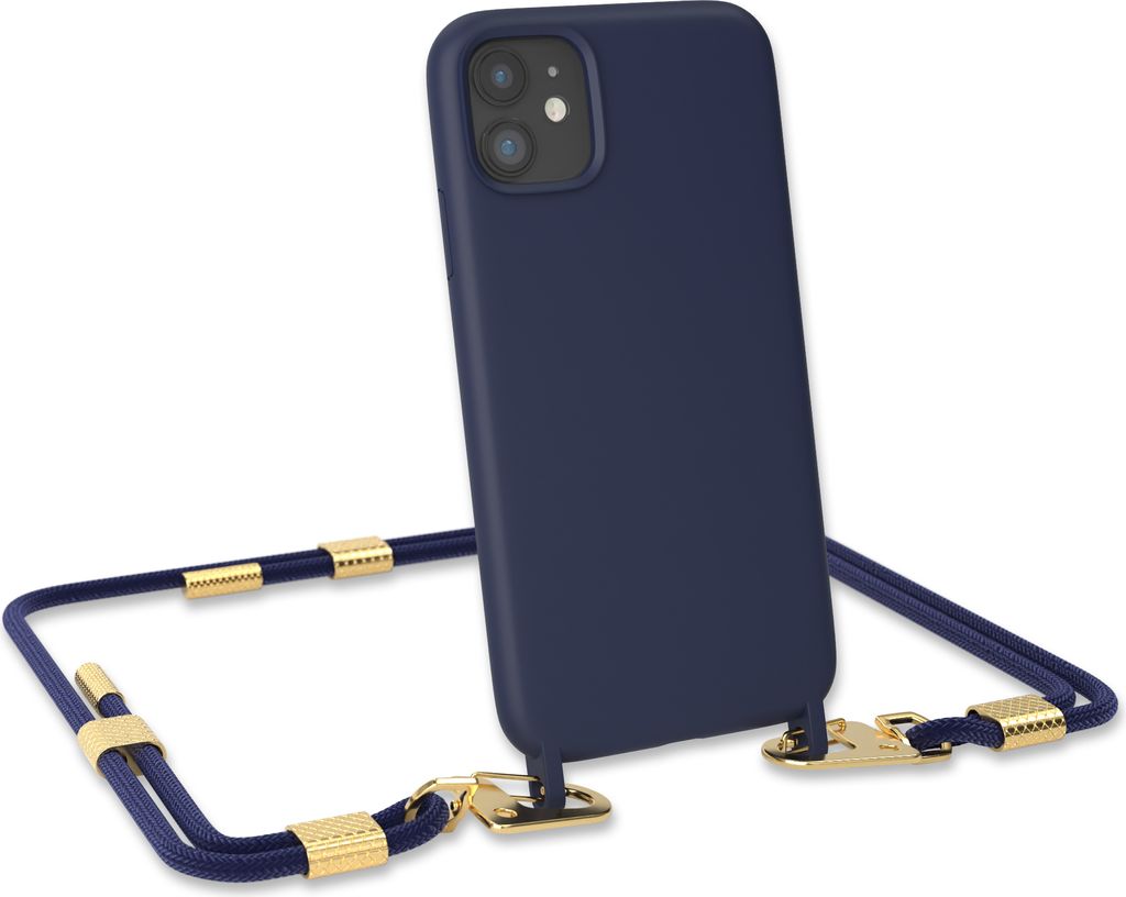 EAZY CASE Handykette Silikon mit Clips 2 in 1 kompatibel mit Apple iPhone 11 Handyhülle mit Umhängeband, Handykordel mit Silikon, Hülle mit Band...