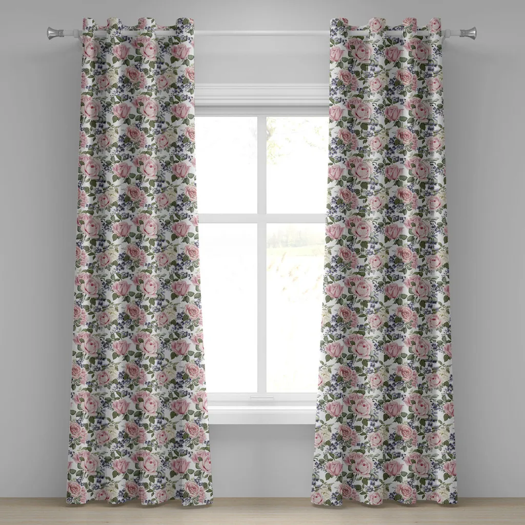 ABAKUHAUS Tenda Rosa a Fiori con Occhielli 280x225 cm per Soggiorno