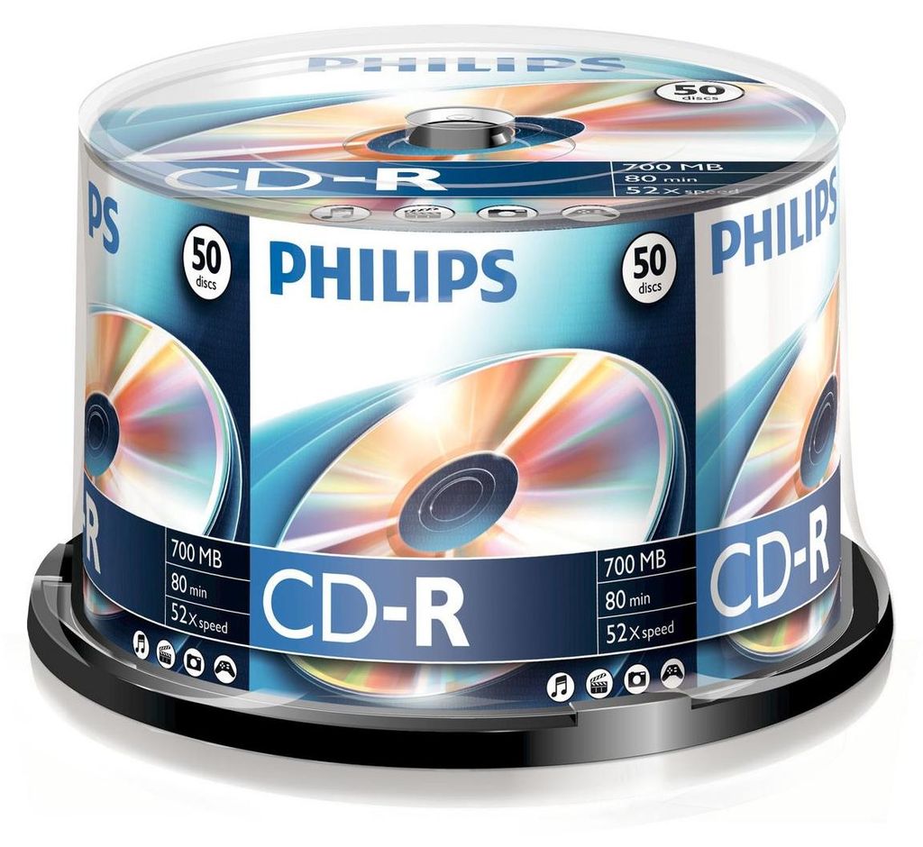 Philips CD-R vierges, 80Min, 700MB, Vitesse 52x, Broche 50 Image du produit 