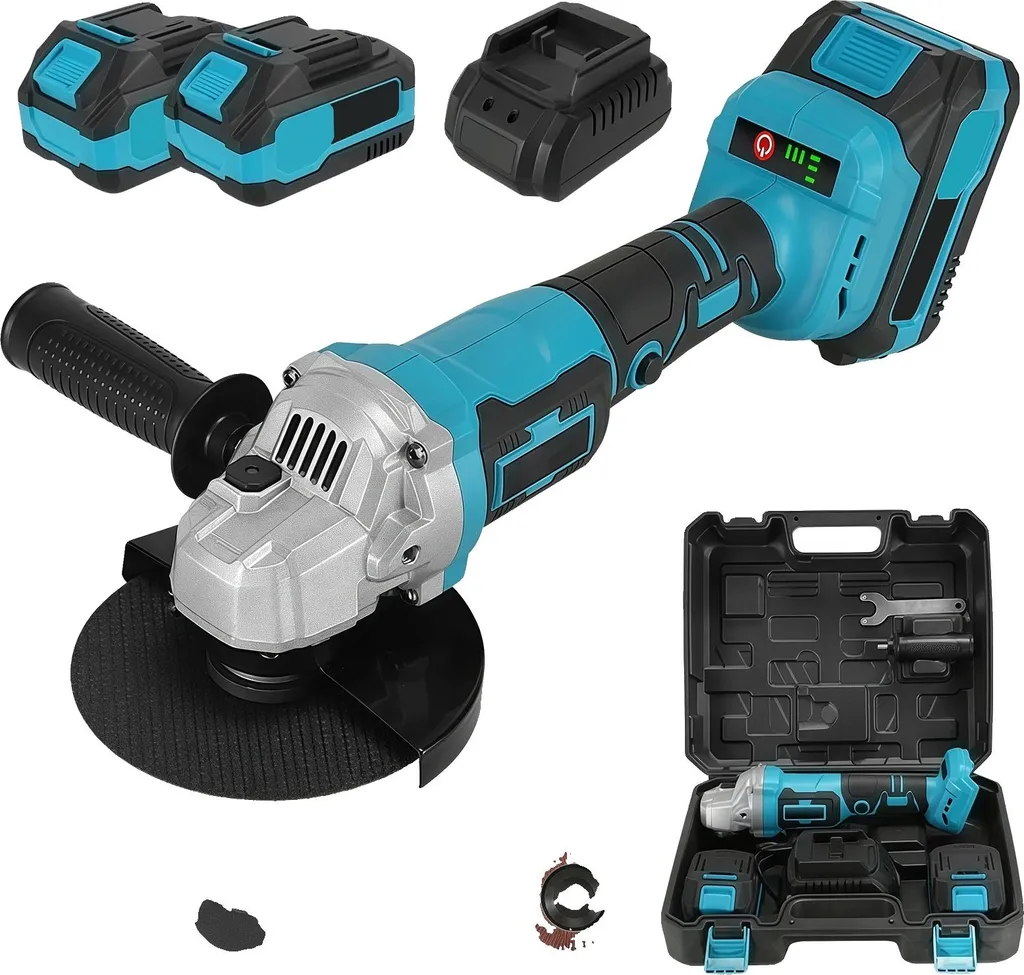 Meuleuse d'angle sans fil avec moteur brushless et 2 batteries 18V 4Ah
