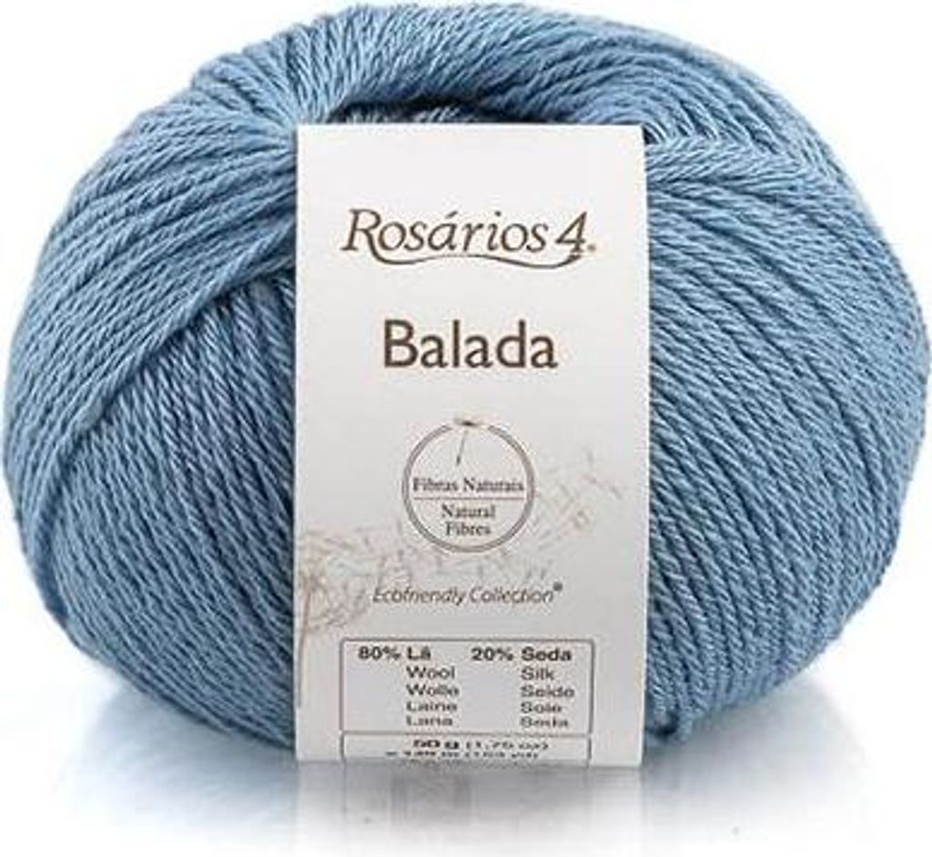 Rosarios 4 Balada Wolle, Sport-Stärke, 80% Wolle/20% Seide, Blau Töne, 50g - Weich & Leicht