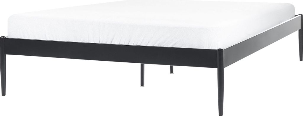 BELIANI Bett Schwarz Metall 140 x 200 cm Solides Gestell Fest Integrierter Lattenrost Modern Industrieller Stil Doppelbett Metallbett Schlafzimmer