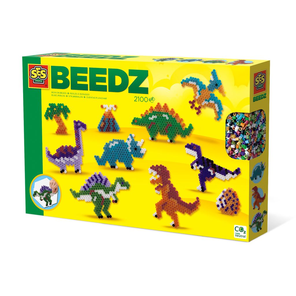 SES Creative Beedz 06202 Bügelperlen-Set Dinowelt, 2100 Produktbild 