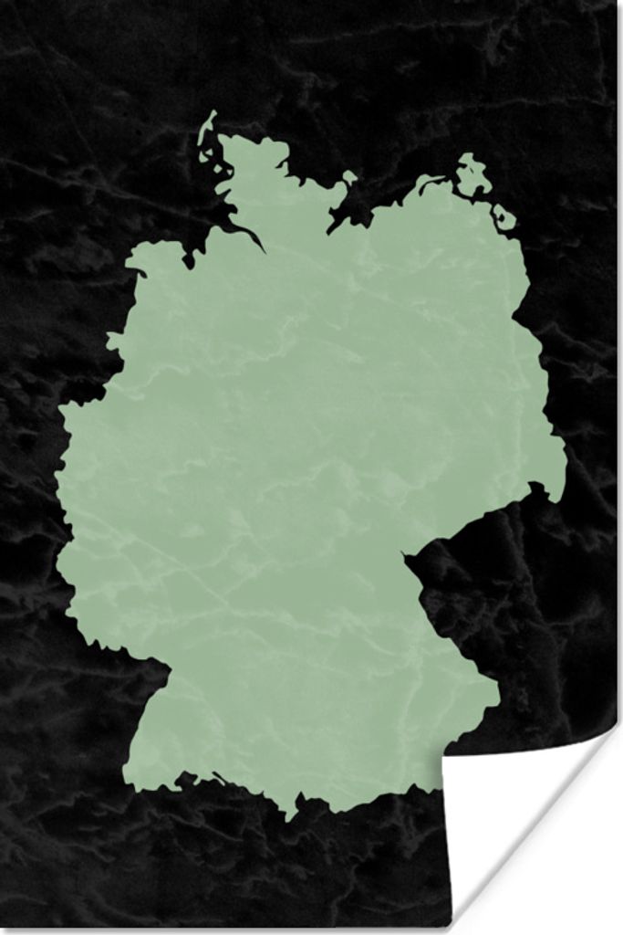 MuchoWow Poster Karte Europa - Deutschland - Weiß 120x180 cm - Kunstposter