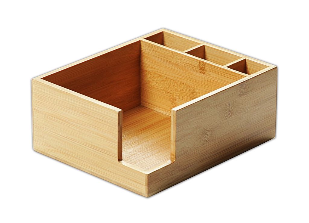 BESTECKHALTER mit SERVIETTENSPENDER Bambus Serviettenhalter Besteckkorb Utensilienhalter Utensilienbox Besteckständer Besteckbox Serviettenstände...