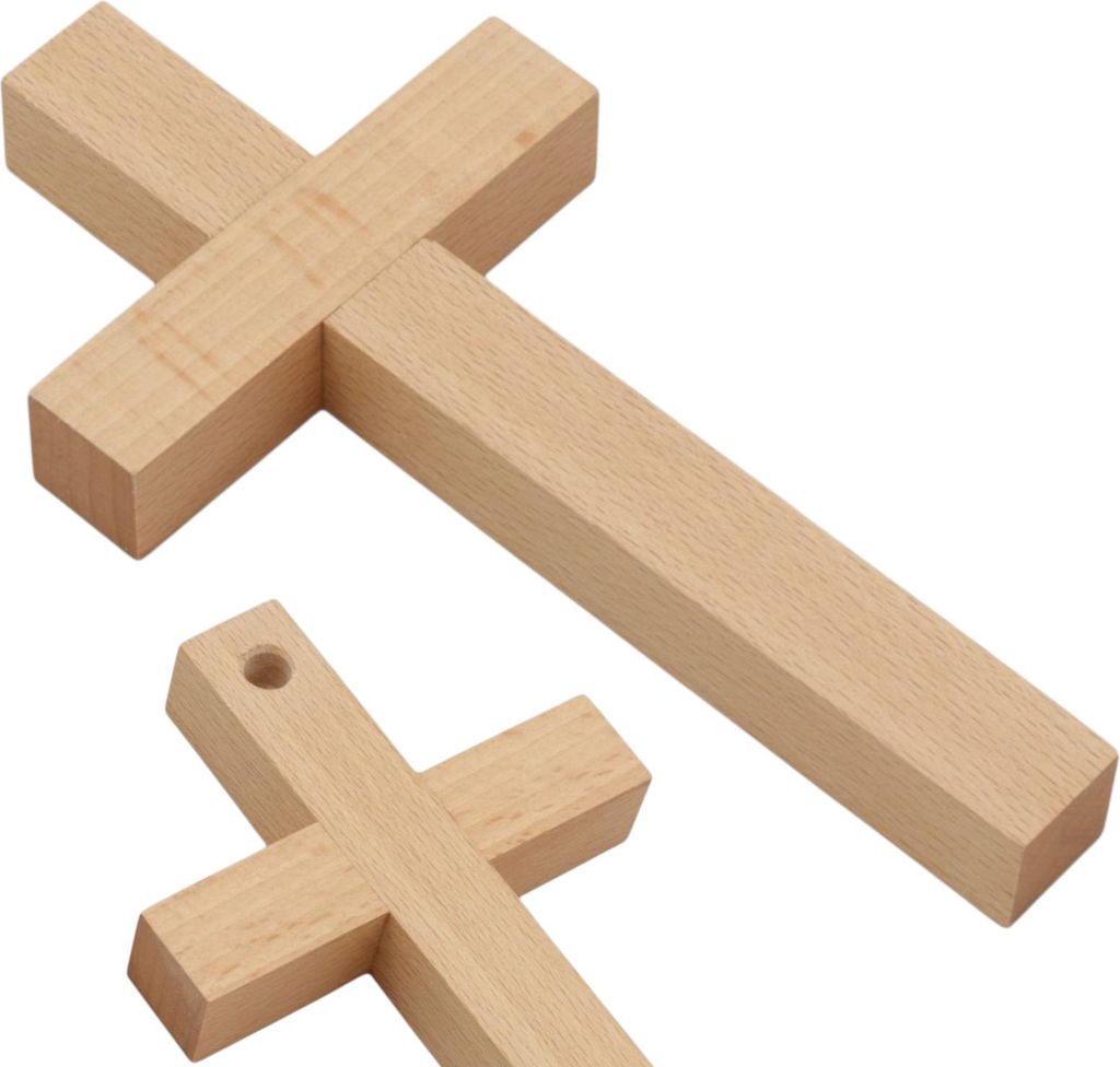 HOLZKREUZ AUS BUKKEBREECH, geölt, KLEIN, zum Aufhängen an der Wand, 18 x 9 cm