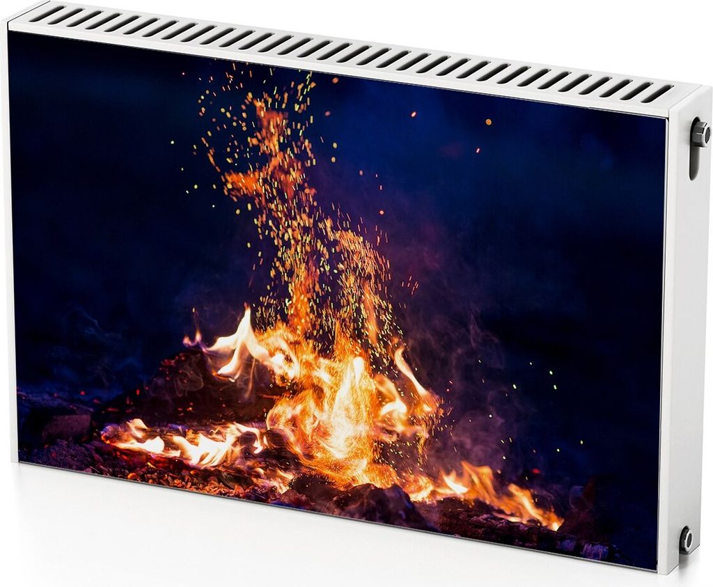 Lagerfeuer – Magnetische Heizkörperabdeckung – 90x60 cm – Magnet Heizkörperabdeckung – 3D Würfel – Heizkörperverkleidung – Magnetis...