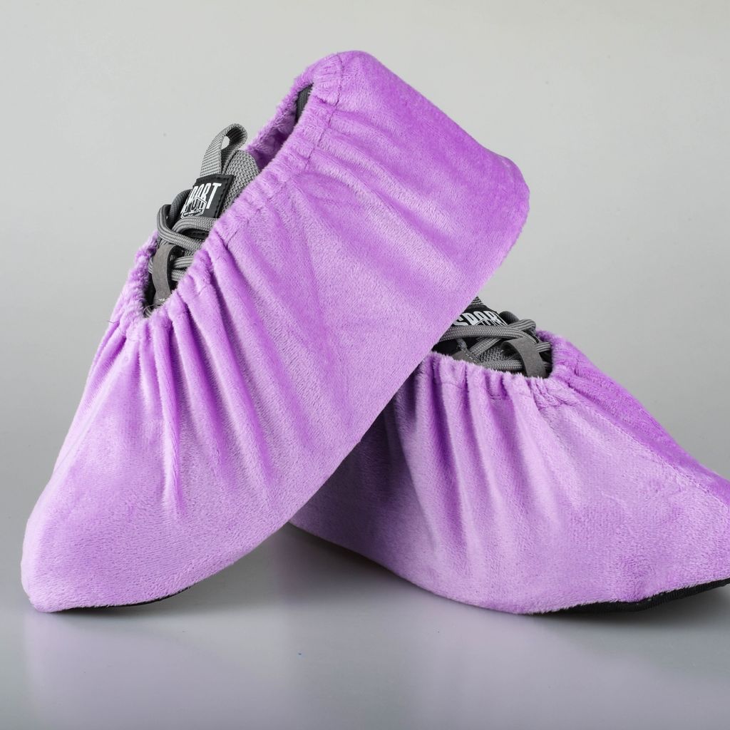 1 Paare Schuhüberzieher Anti-Rutsch Sohle Flanell Schuh Bedeckung Staubfrei Überschuhe für Haushalt Wiederverwendbar&Waschbare-rosa lila