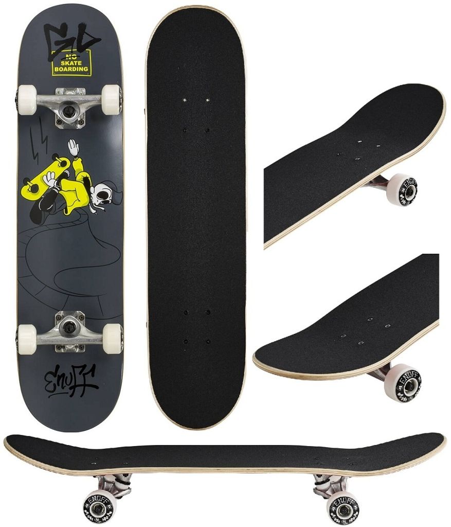 A collage of images showing a skateboard from different angles.