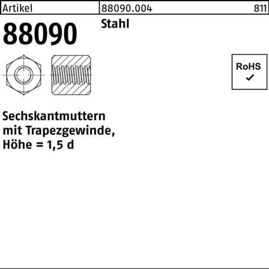 Reyher Sechskantmuttern 88090 TR 16x4xSW27xL24 (1 Stück)