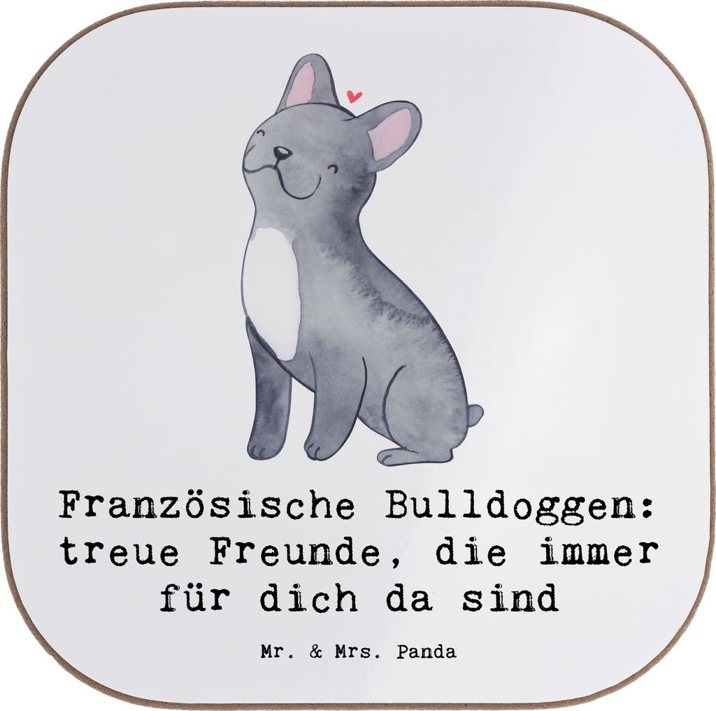 Mr. & Mrs. Panda Untersetzer für Gläser Französische Bulldogge Freund - Weiß - Geschenk, enge Verbundenheit, unverkennbare Mimik, Coaster, Kusc...