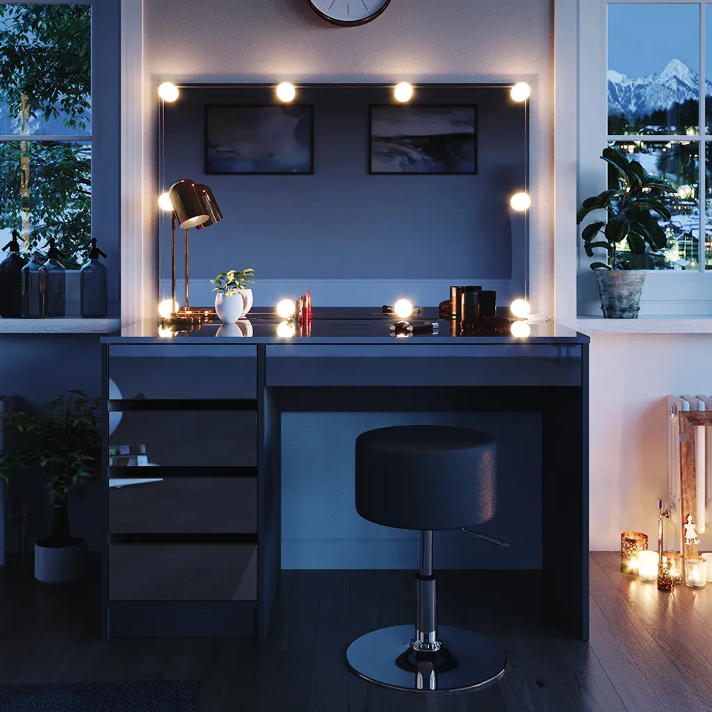 Coiffeuse Vicco Sherry Anthracite 120cm avec éclairage LED Model 36887