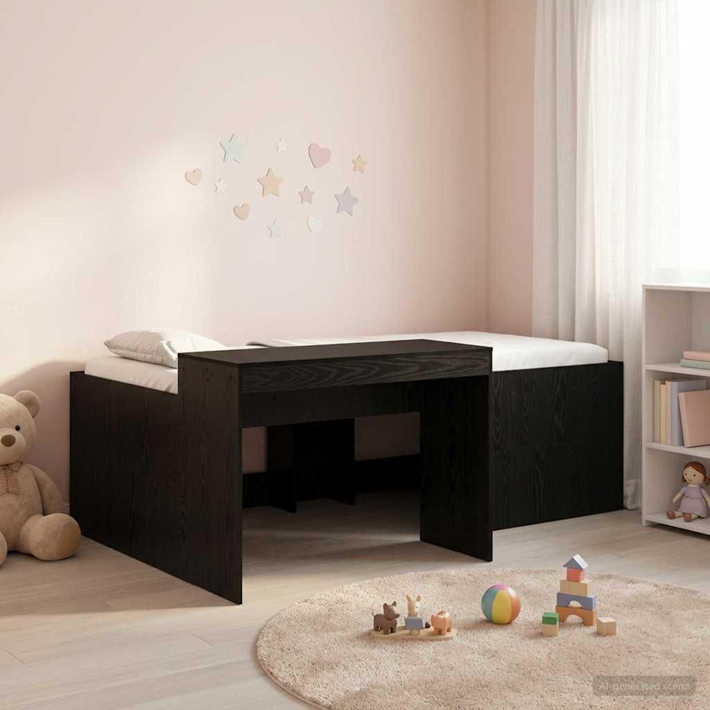 Maison Exclusive - Hochbett mit Schreibtisch für Kinder Schwarz 75 x 190 cm