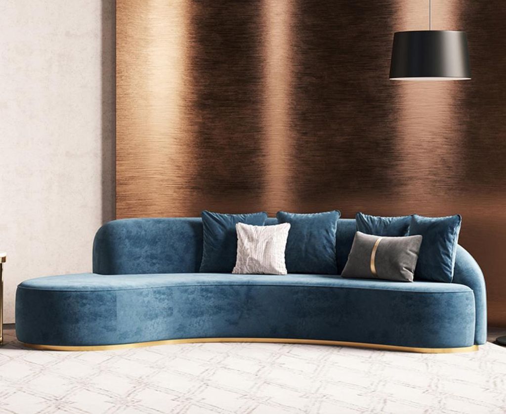 Samt Sofa 4 Sitzer Polster Textil Modern Relax Sitz Luxus Möbel Ecksofa Rund Neu