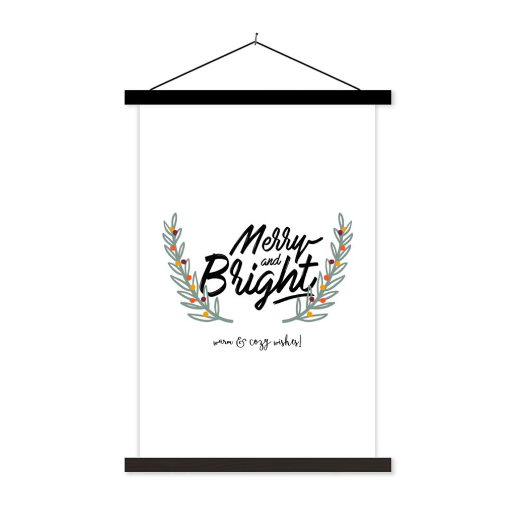 MuchoWow Textilposter Sprichwörter - 'Frohe und helle, warme und gemütliche Wünsche' - Zitate 60x90 cm mit schwarzem Rahmen - Poster Wohnzimmer