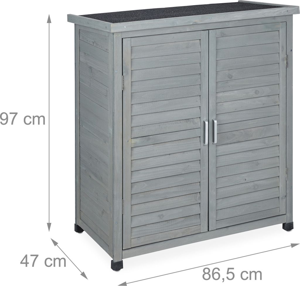 relaxdays Grauer Gartenschrank 3 Fächer Produktbild 4