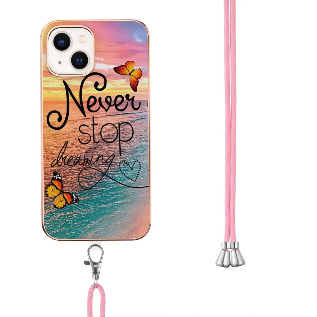 Cover iPhone 14 per Mamme | Custodia con Tracolla Oro e TPU Fantasia - 3