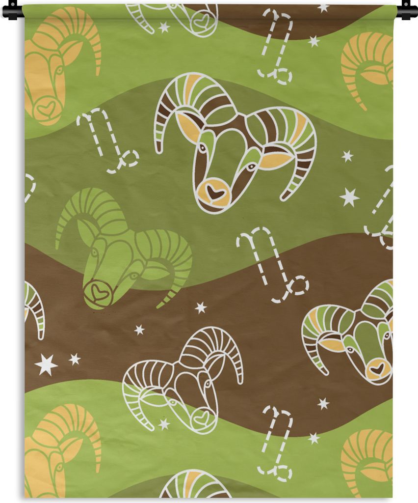 MuchoWow Wandteppich Wandbehang Steinbock - Gestaltung - Astrologie 90x120 cm Tapisserie Dekoration Wandtuch - Wanddeko