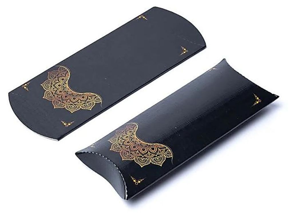 Pillow Box S Schwarzgoldene Mandala-Blume – Packung mit 20 Stück – 12 x 6 cm