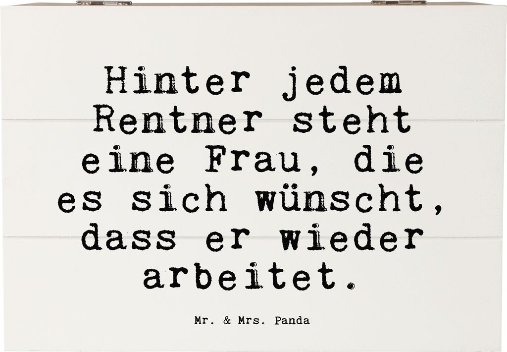 Mr. & Mrs. Panda Truhe Hinter jedem Rentner steht... 22 x 15 cm - Weiß - Geschenk, schatztruhe, geschenkkiste, Rentnerin, Pensionierung, Kiste mit...