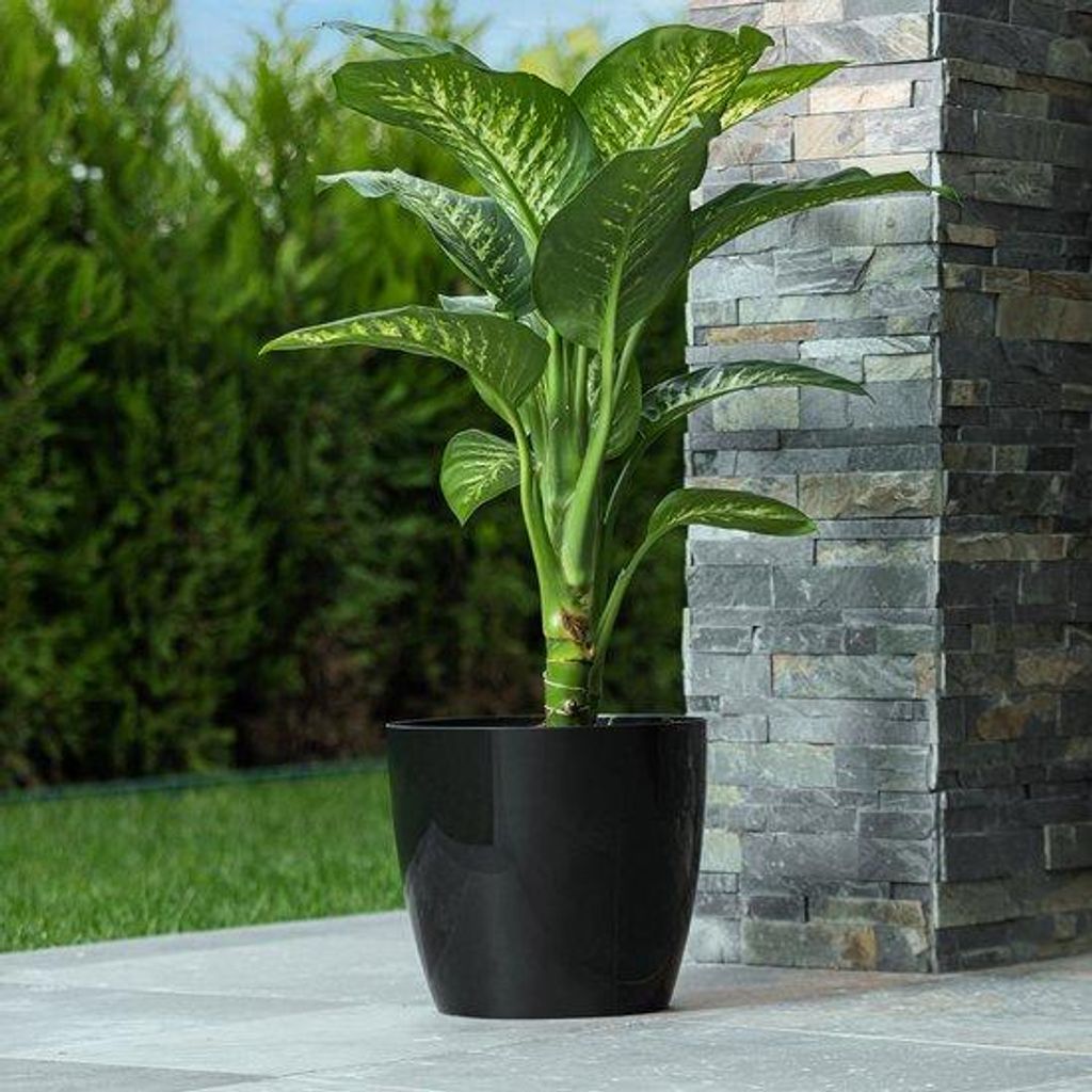 Eco Grote Bloempot Ruby 39 cm – Selbstbewässerung, Drainage, wetterfest, aus recyceltem Kunststoff, schwarz