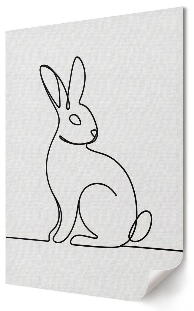 Hasenumriss- Kunstdruck A1 (59x84 cm) - Minimalistisch, Modern- Wandbild für Wohnzimmer Schlafzimmer & Flur, Modernes Poster Wanddeko, Ungerahmt