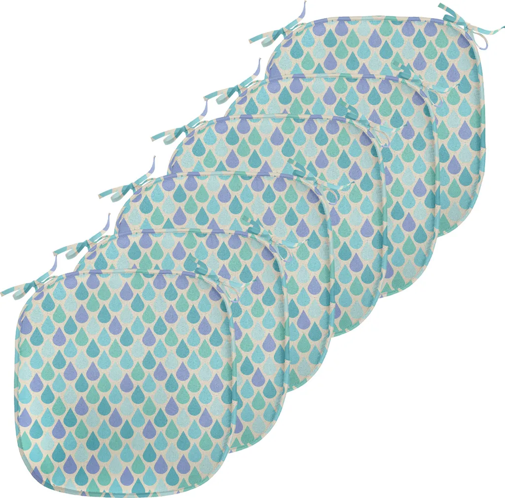Coussins de Chaise Anti-Glisse et Imperméables, Lot de 6 Teal 40x40cm