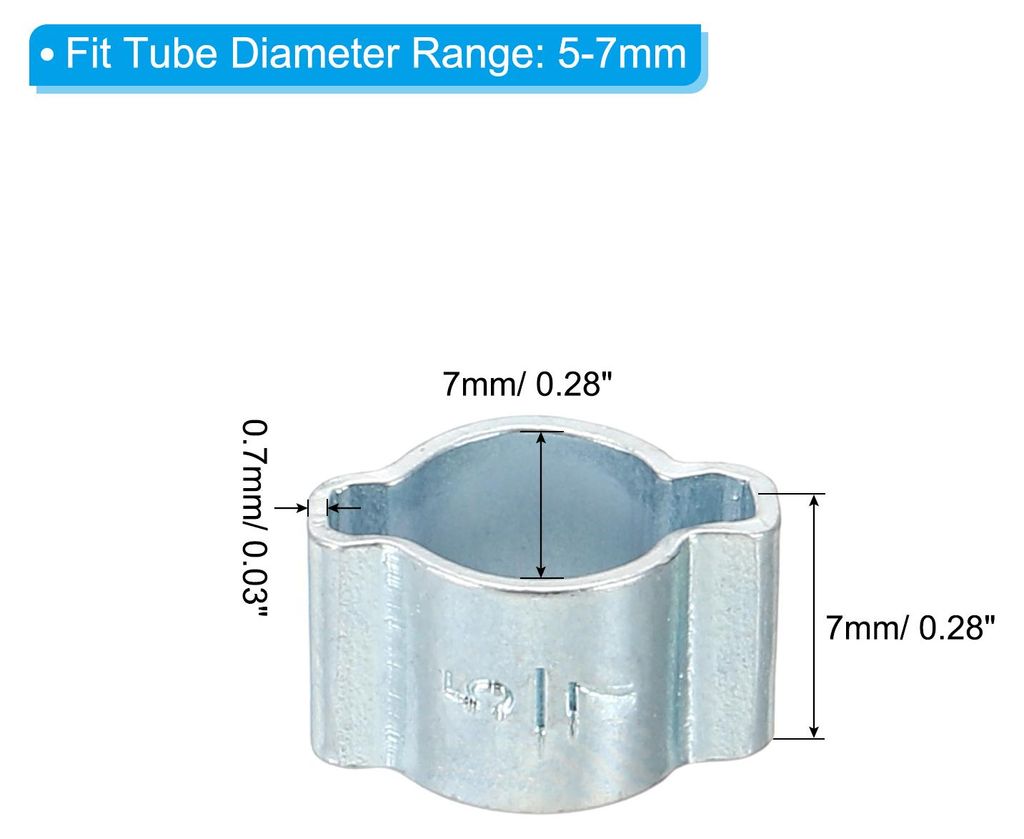 50 Stš¹ck Doppelohr Schlauchschellen, Einstellbare 2-Ohr Schlauchschellen ? 5-7mm, Verzinkter Zweiohrschellen, Schlauch Klemmplatten fš¹r Fule ...