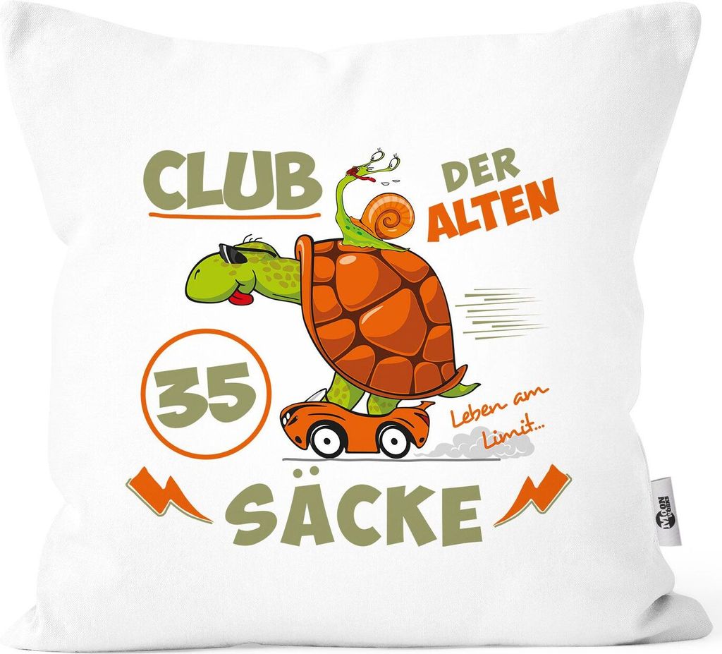 Kissen-Bezug witziges ironisches Geschenk für Männer zum 30, 35, 40, 45, 50, 55, 60, 65, 70, Geburtstag lustiger Spruch MoonWorks 35 Jahre wei...