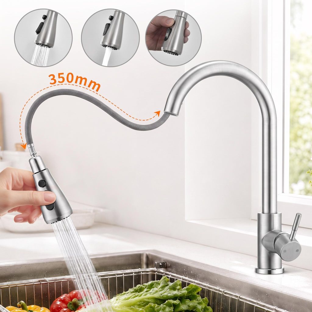 Bateria kuchenna Homelody, stal nierdzewna, obrotowa o Zdjęcie produktu  Obraz wygenerowany przez AI