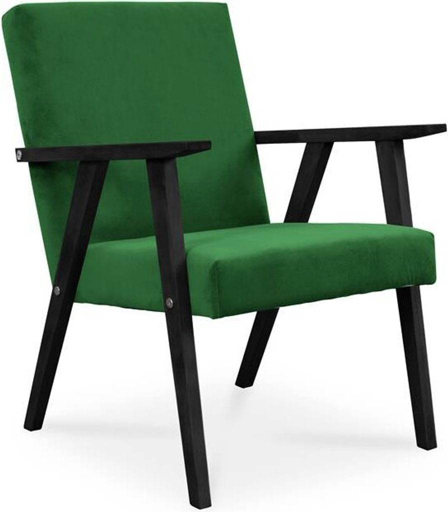 Bettso Sessel Gepolsterter Cocktailsessel LISEK Dunkelgrün Beine in Schwarz