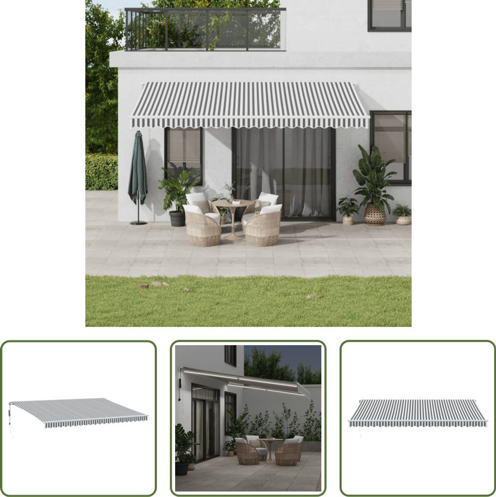 The Living Store Markise Automatisch mit LED Anthrazit & Weiß 500x300 cm