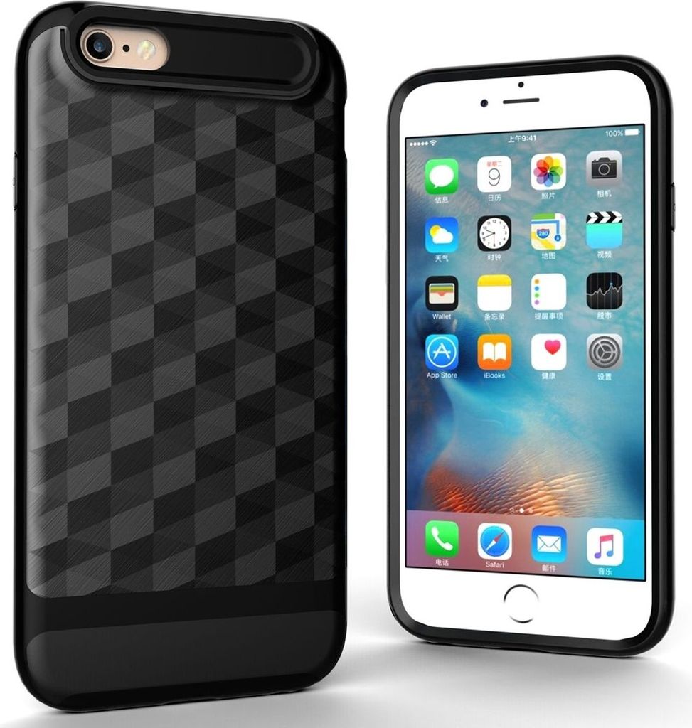 Hülle für Apple iPhone 6 / 6s Backcover Case Handy Schutzhülle - Cover 3D Prisma Design Schwarz