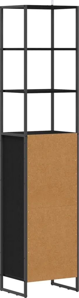 VidaXL Mobile Bagno Con 4 Ripiani 40x30x100 Cm - Legno Massello Di Acacia E Ferro Nero - Scaffale Portaoggetti Da Bagno, Stile Industriale - 2